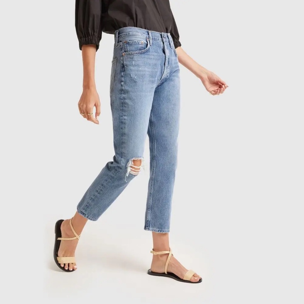 AGOLDE Riley High Rise Straight Crop Jean Medium Wash